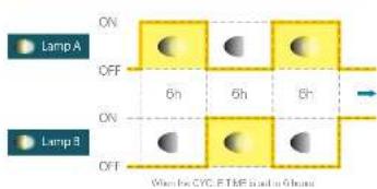 ON OFF 6h 6h 3h ON OFF When for CYC, FTHF is added to Gluane