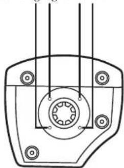 Technical line drawing of a mechanical component with mounting holes and a central circular feature (no text or symbols)