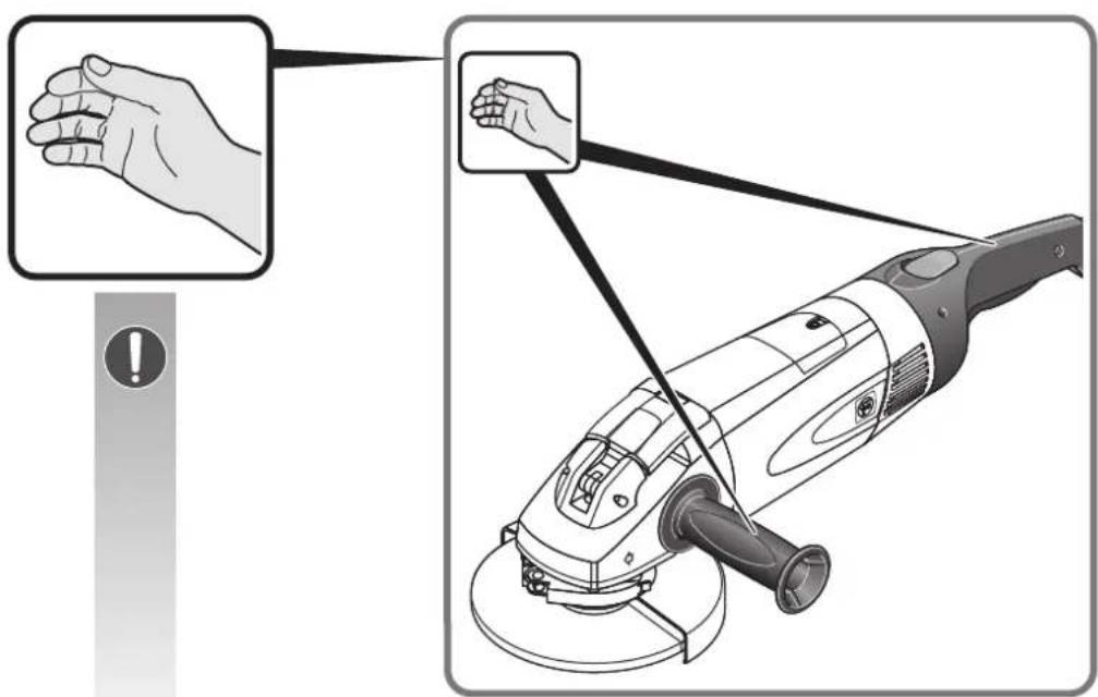 Diagram illustrating hand tool application on a power tool, showing disassembly and disassembly steps with magnified views.