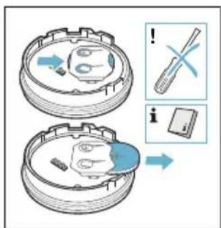 Diagram illustrating a mechanical or electrical component with labeled parts and explanatory symbols