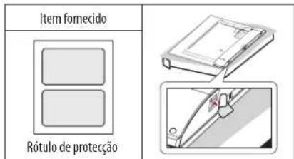 Item fornecido Rótulo de proteção