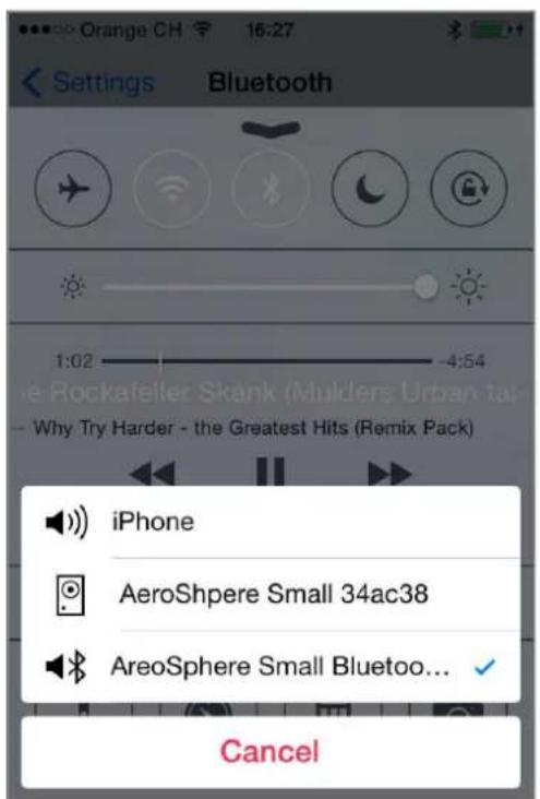 Settings Bluetooth 1:02 -4:54 Why Try Harder - the Greatest Hits (Remix Pack) iPhone AeroShpere Small 34ac38 AreoSphere Small Bluetooth... Cancel