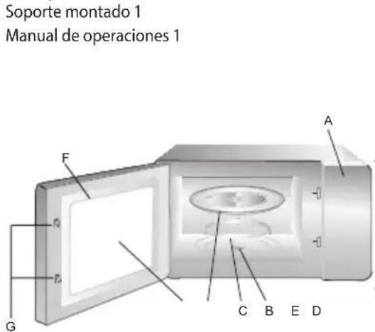 Soporte montado 1 Manual de operaciones 1 A F G C B E D