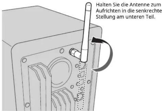 Halten Sie die Antenne zum Aufrichten in die senkrechte Stellung am unteren Teil.