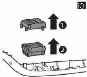 Diagram showing two mechanical components with upward arrows indicating motion or assembly, labeled 1 and 2.