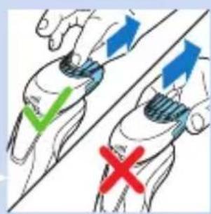 Diagram showing hand positioning with checkmark and cross symbols indicating correct and incorrect states