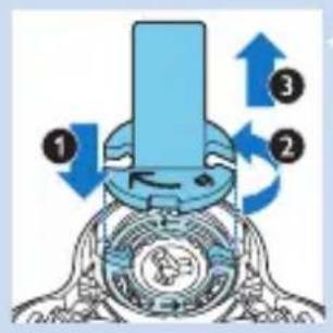Diagram illustrating a mechanical or electrical component with numbered parts and directional arrows indicating motion or flow.
