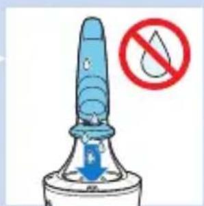 Safety warning symbol for a droplet impact test with Chinese text and blue warning label