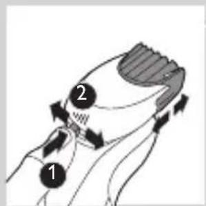 Diagram showing two labeled parts (1 and 2) with directional arrows indicating movement or force, possibly illustrating a physical or mechanical process.