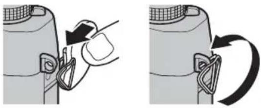 FUJIFILM FinePix X-T10 - Place the strap clip on an eyelet. - 1