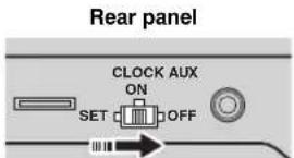 Rear panel CLOCK AUX ON SET OFF