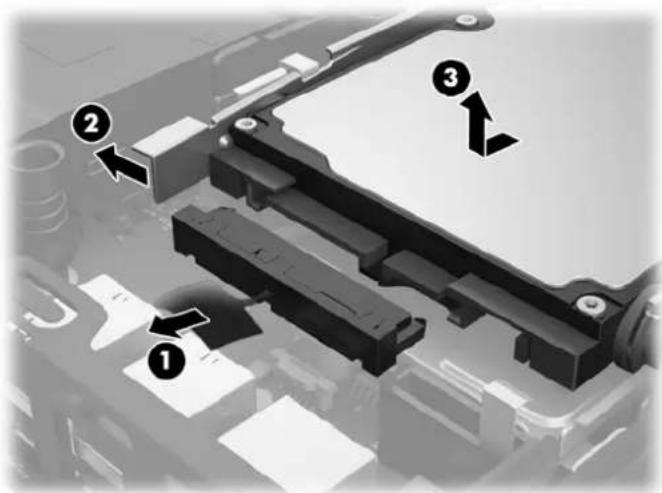 Diagram of a mechanical assembly with numbered components and directional arrows indicating parts of motion or assembly.