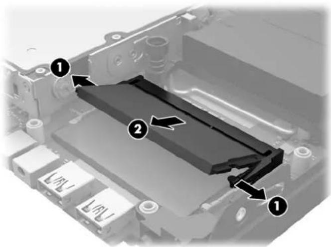 Diagram of an electronic component with numbered parts indicating assembly or installation steps