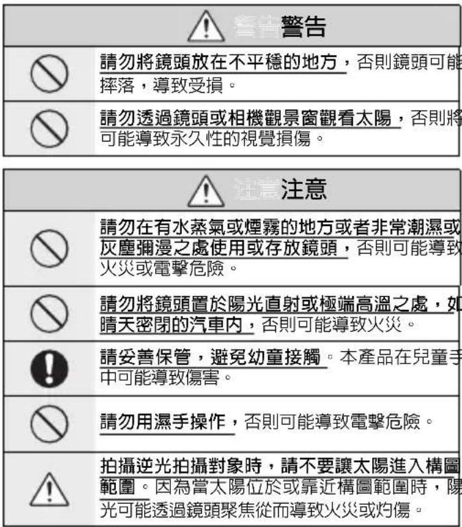 FUJIFILM FUJINON XF100 - 安全使用注意事项 - 1