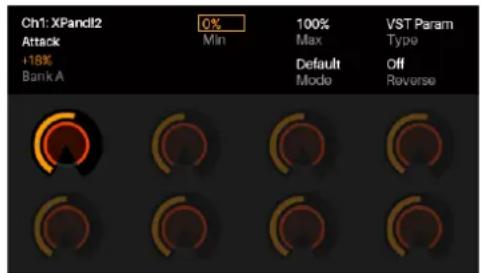 Ch1: XPandl2 Attack +18% Bank A 0% Min 100% Max Default Mode VST Param Type Off Reverse