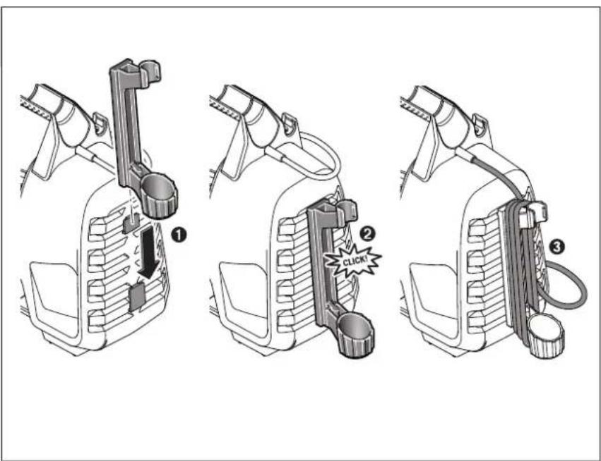 Diagram illustrating three steps of a vehicle door lock mechanism, showing press release, click action, and assembly.