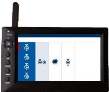 Digital device screen displaying a grid of icons including male symbols, female symbols, and gender symbols with a sun icon, likely representing a mobile device interface.