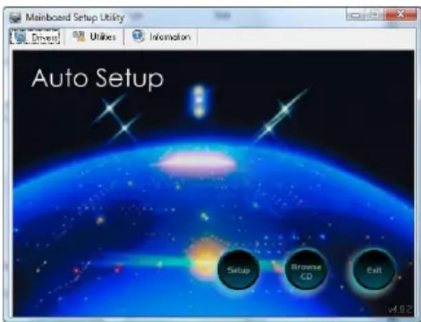 Mainboard Setup Utility Drives! Utilities Information Auto Setup Setup Browse CD Exit v4.02