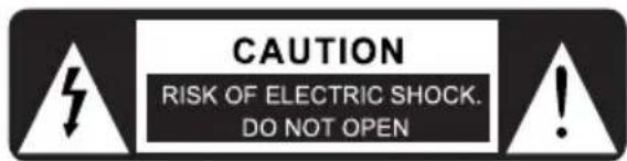 CAUTION: RISK OF ELECTRIC SHOCK. DO NOT OPEN.