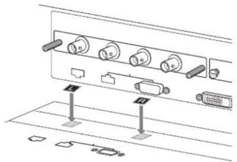 SONY LMD-2451MT - Anbringen der mitgelieferten L/R-Aufkleber - 1