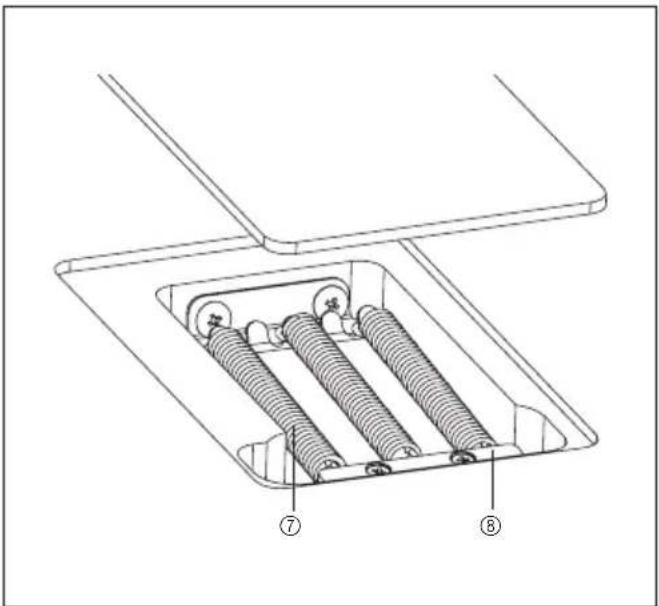 Technical diagram of a mechanical assembly with numbered components labeled ⑦ and ⑧