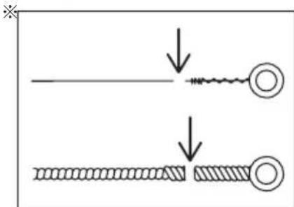 Diagram illustrating a mechanical or electrical process with two steps: one showing a wire wound and another showing a coiled spring.