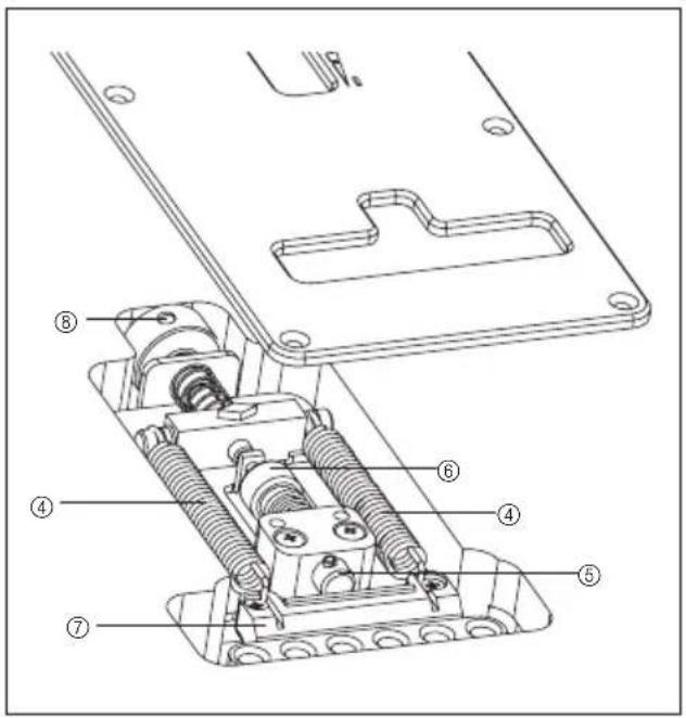 Technical diagram of a mechanical assembly with numbered components for identification