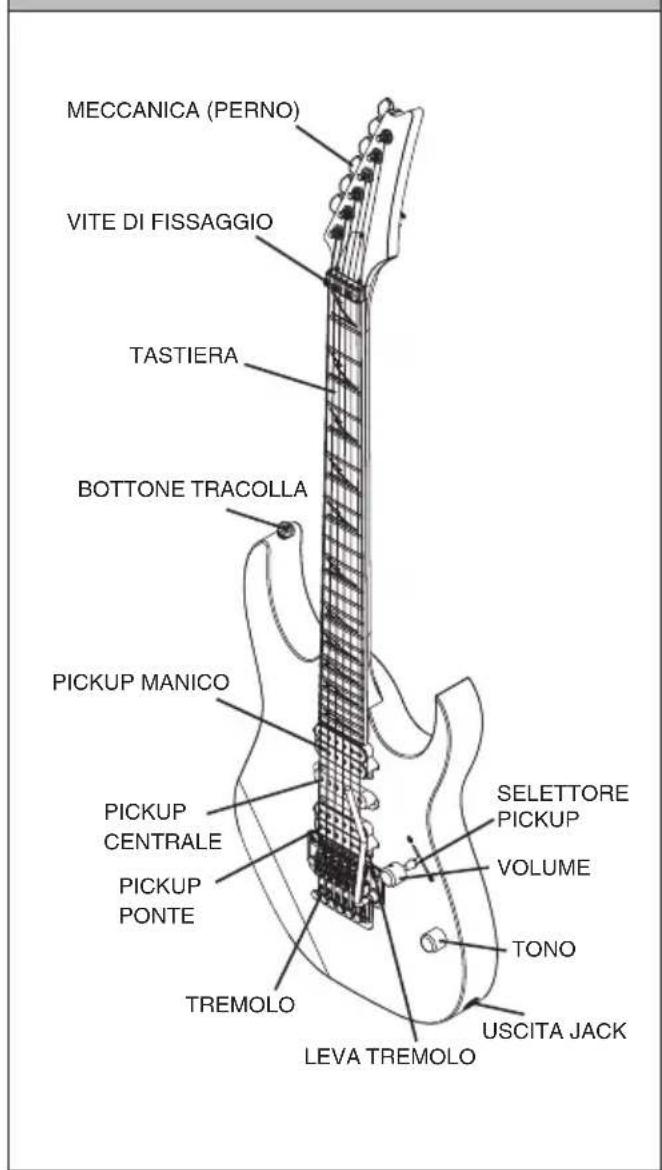 MECCANICA (PERNO) VITE DI FISSAGGIO TASTIERA BOTTOME TRACOLLA PICKUP MANICO PICKUP CENTRALE PICKUP PONTE TREMOLO SELETTORE PICKUP VOLUME TONO USCITA JACK LEVA TREMOLO