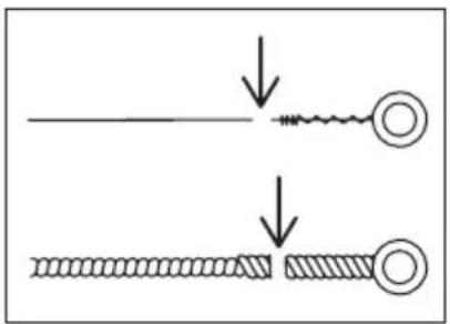 Diagram showing two stages of a mechanical or electrical component with downward arrows indicating process flow.