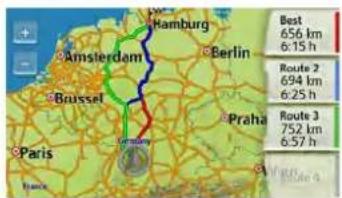 Best 656 km 6:15 h Route 2 694 km 6:25 h Route 3 752 km 6:37 h Hamburg Berlin Amsterdam Bausel Praha Paris