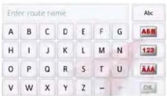 Enter route name A B C D E F G H I J K L M N O P Q R S T U V W X Y Z - ABC AEB 123 AAA OK