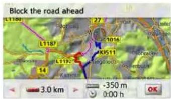 Block the road ahead L1187 L1187 27 K511 1016 K192 14 Kahres 3.0 km -350 m 0:00 h OK