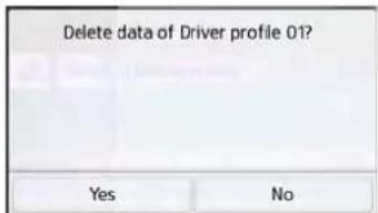 Delete data of Driver profile 01? Yes No