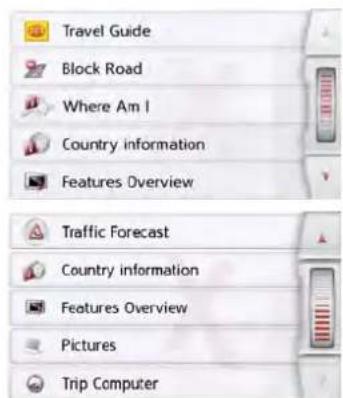 Travel Guide Block Road Where Am I Country information Features Overview Traffic Forecast Country information Features Overview Pictures Trip Computer