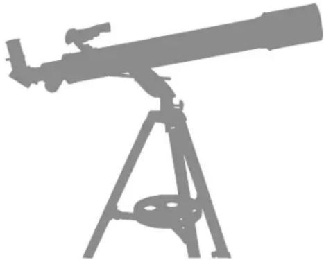 Silhouette of a telescope on a tripod, no text or symbols visible