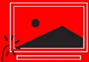 Abstract graphic with red background, black triangular shape, and dot (no text or symbols)