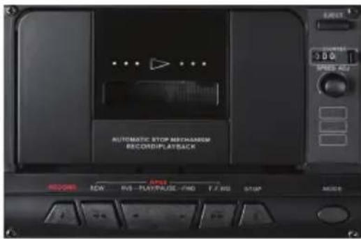 AUTOMATIC STOP MECHANISM RECORD/PLATBACK RPG NOV RVS-PLAY/MUSIC-FWD T.F.WG STOP MODE