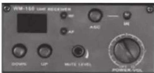 WM-150 LIGHT RECEIVER OFF ASIO IN AP DOWN UP WHITE LEVELS OFF IS POWER VOL