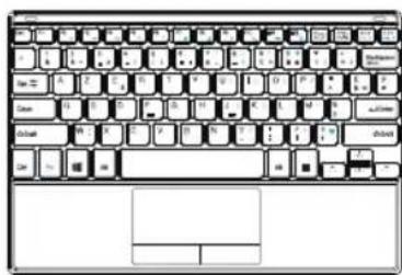 Laptop keyboard layout diagram with standard keys and control buttons.