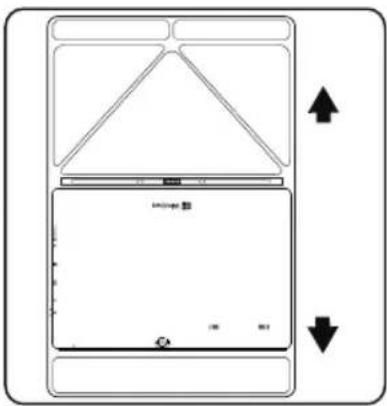 Diagram of a device with two arrows indicating directional movement, no text or symbols present