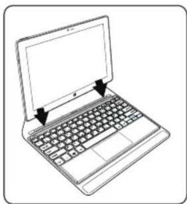 Line drawing of a laptop with two arrows pointing to the screen (no text or symbols)