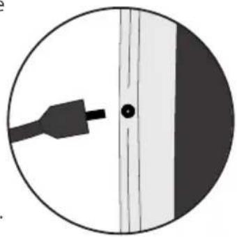 Simple circular diagram with a black plug and a vertical line, no text or symbols present.