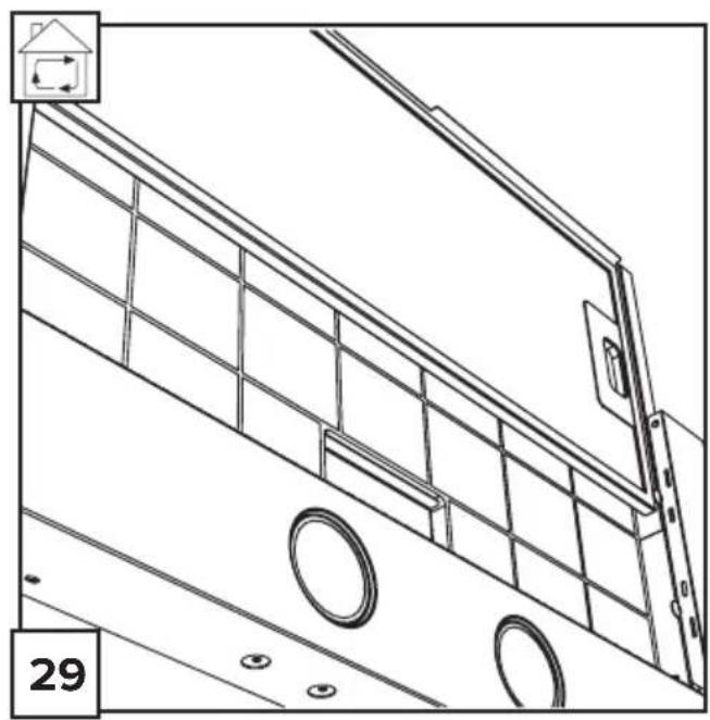 Technical line drawing of a staircase with window grilles and circular cutouts, no text or symbols present