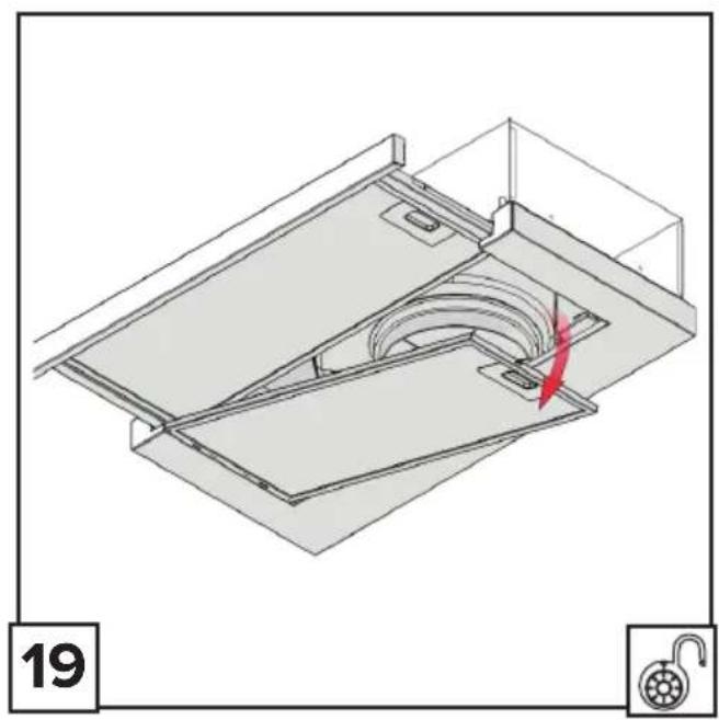 3D technical diagram of a mechanical assembly with internal channels and a red arrow indicating direction (no text or symbols)