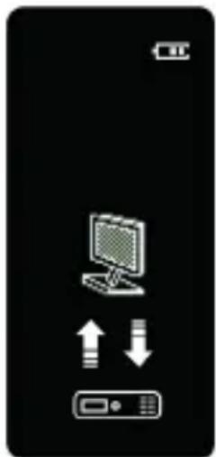 Black-and-white icon of a desktop computer with battery and up/down arrows, no text or symbols present.