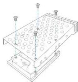 Technical line drawing of a mechanical assembly with mounting holes and a grid-patterned plate (no text or symbols)