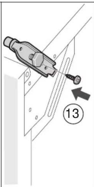 Technical diagram showing a mechanical clamp or bracket assembly with a numbered component labeled 13.