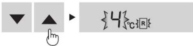 Diagram showing directional arrows and a symbol with '4°C' and 'R' labels, likely from a software interface or diagram.