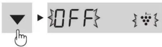 Digital display control icons showing navigation, OFF button, and sensor symbols