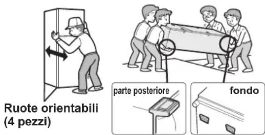 Ruote orientabili (4 pezzi) parte posteriore fondo